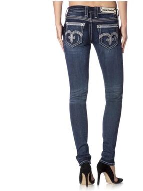 Rock Revival Aida Skinny Jeans Size 28 Dark Wash Embellished Stretch Denim